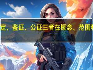 我想知道关于鉴定、鉴证、公证三者在概念、范围和效力上的联系和不同