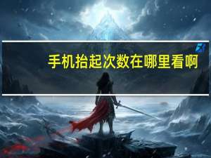 手机抬起次数在哪里看啊（手机抬起次数怎么看）