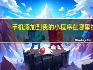 手机添加到我的小程序在哪里找