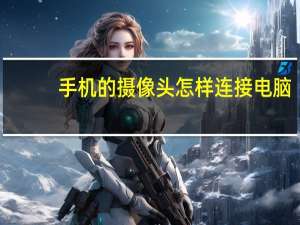 手机的摄像头怎样连接电脑