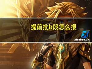 提前批b段怎么报