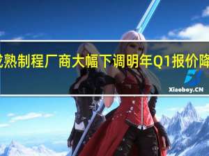 晶圆代工厂成熟制程厂商大幅下调明年Q1报价 降幅达二位数百分比