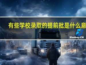 有些学校录取的提前批是什么意思