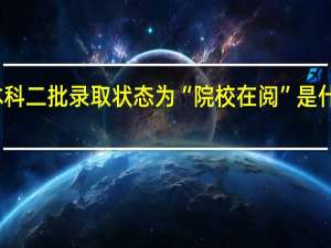本科二批录取状态为“院校在阅”是什么意思