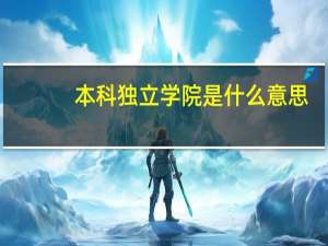 本科独立学院是什么意思