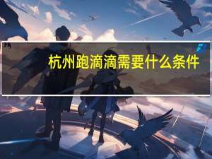杭州跑滴滴需要什么条件