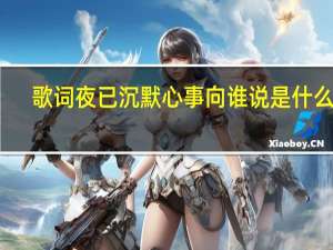 歌词夜已沉默心事向谁说是什么歌（心事向谁说是什么歌）