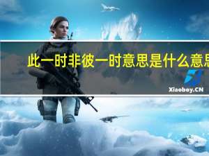 此一时非彼一时意思是什么意思