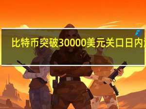 比特币突破30000美元关口日内涨2.89%