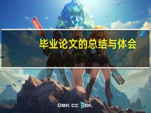 毕业论文的总结与体会