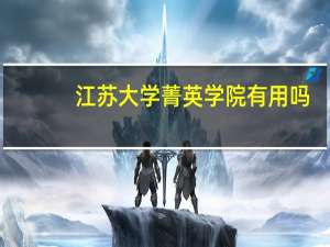 江苏大学菁英学院有用吗