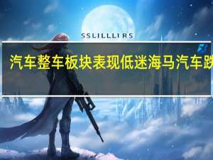 汽车整车板块表现低迷 海马汽车跌近8%