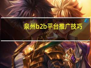泉州b2b平台推广技巧