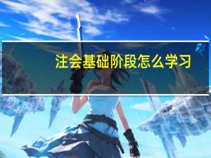 注会基础阶段怎么学习