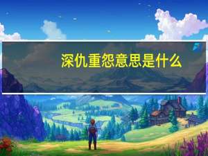 深仇重怨意思是什么