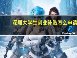 深圳大学生创业补贴怎么申请