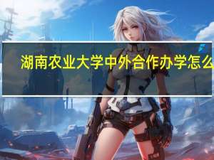 湖南农业大学中外合作办学怎么样