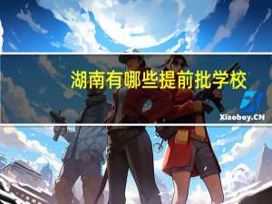 湖南有哪些提前批学校