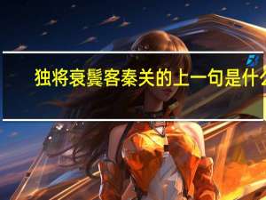 独将衰鬓客秦关的上一句是什么