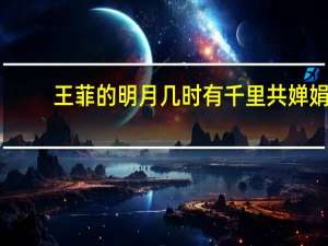 王菲的明月几时有千里共婵娟（王菲的明月几时有的歌词）