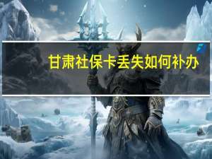甘肃社保卡丢失如何补办