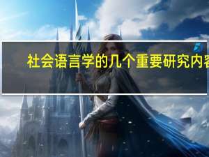 社会语言学的几个重要研究内容（社会语言学的核心内容是什么）
