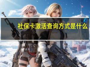 社保卡激活查询方式是什么