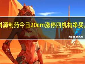科源制药今日20cm涨停 四机构净买入6373.44万元