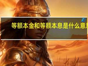 等额本金和等额本息是什么意思