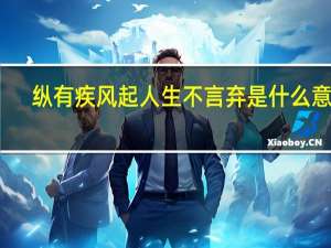 纵有疾风起人生不言弃是什么意思