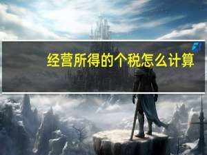 经营所得的个税怎么计算