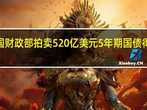 美国财政部拍卖520亿美元5年期国债得标利率4.899%投标倍数2.36（预发行交易利率为4.880%上月投标倍数为2.52）