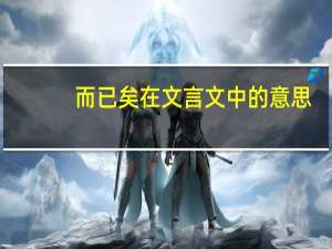 而已矣在文言文中的意思