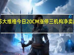 苏大维格今日20CM涨停三机构净卖出7267.14万元