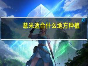 薏米适合什么地方种植