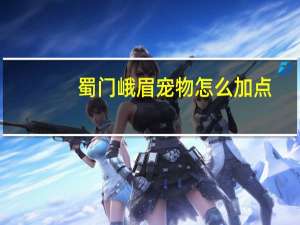 蜀门峨眉宠物怎么加点