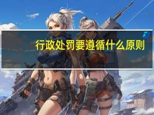 行政处罚要遵循什么原则