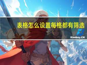 表格怎么设置每格都有筛选