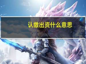 认缴出资什么意思
