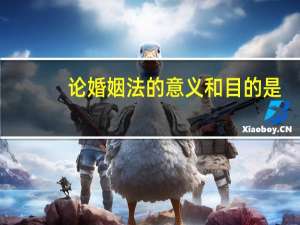 论婚姻法的意义和目的是
