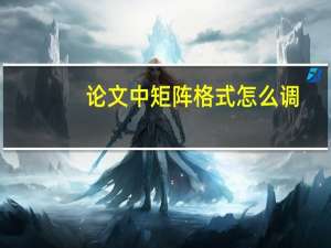 论文中矩阵格式怎么调