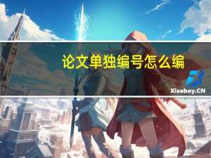 论文单独编号怎么编