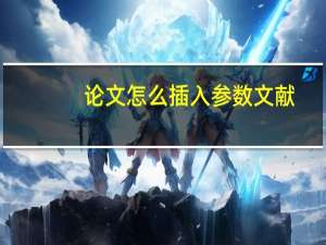 论文怎么插入参数文献