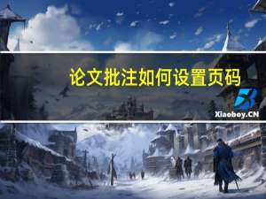 论文批注如何设置页码