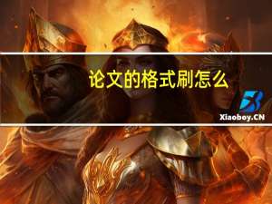 论文的格式刷怎么