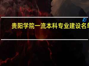 贵阳学院一流本科专业建设名单