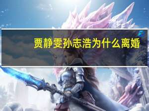 贾静雯孙志浩为什么离婚