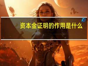 资本金证明的作用是什么