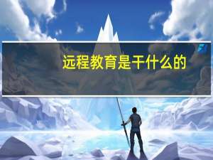 远程教育是干什么的