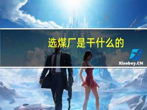 选煤厂是干什么的